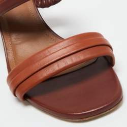 Pre Owned Malone Souliers Brown/Tan Leather Double Strap Slide Sandals Size 38.5