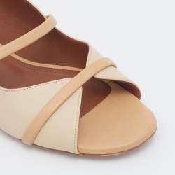 Pre Owned Malone Souliers Beige Leather Norah Flat Mules Size 38.5