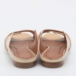 Pre Owned Malone Souliers Beige Leather Norah Flat Mules Size 38.5