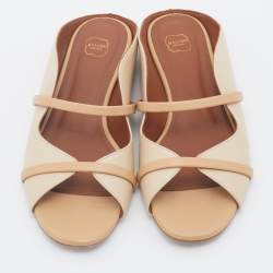 Pre Owned Malone Souliers Beige Leather Norah Flat Mules Size 38.5