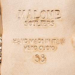 Pre Owned Malone Souliers Grey Croc Embossed Leather and Elastic Maisie Flat Mules Size 38