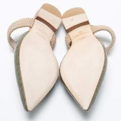 Pre Owned Malone Souliers Grey Croc Embossed Leather and Elastic Maisie Flat Mules Size 38