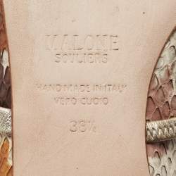 Pre Owned Malone Souliers Multicolor Python Leather Maureen Flat Mules Size 38.5