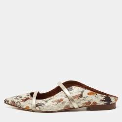 Pre Owned Malone Souliers Multicolor Python Leather Maureen Flat Mules Size 38.5
