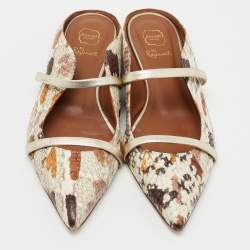 Pre Owned Malone Souliers Multicolor Python Leather Maureen Flat Mules Size 38.5