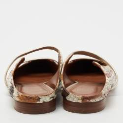Pre Owned Malone Souliers Multicolor Python Leather Maureen Flat Mules Size 38.5