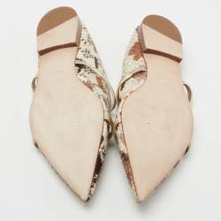 Pre Owned Malone Souliers Multicolor Python Leather Maureen Flat Mules Size 38.5