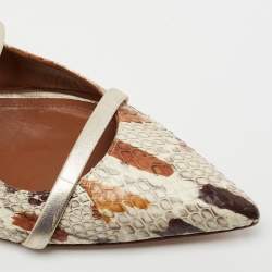 Pre Owned Malone Souliers Multicolor Python Leather Maureen Flat Mules Size 38.5