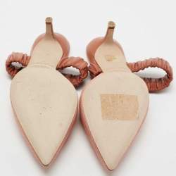 Pre Owned Malone Souliers Pink/Brown Woven Straw and Leather Maisie Mules Size 38