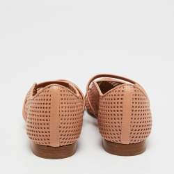 Pre Owned Malone Souliers Beige Perforated Leather Maureen Ballet Flats Size 36.5