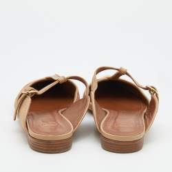 Pre Owned Malone Souliers Beige Raffia And Leather Marion Pointed Toe Flat Mules Size 40