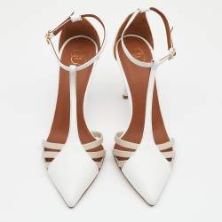 Pre Owned Malone Souliers White Leather Ila T-Strap Pumps Size 37