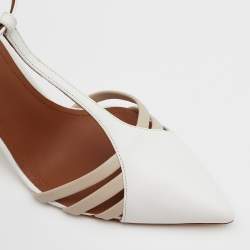 Pre Owned Malone Souliers White Leather Ila T-Strap Pumps Size 37