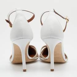 Pre Owned Malone Souliers White Leather Ila T-Strap Pumps Size 37