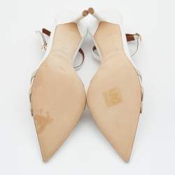 Pre Owned Malone Souliers White Leather Ila T-Strap Pumps Size 37