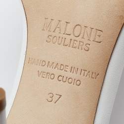 Pre Owned Malone Souliers White Leather Ila T-Strap Pumps Size 37