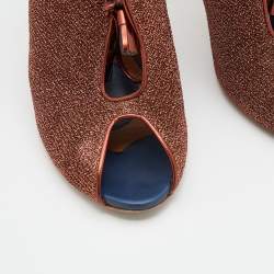 Pre Owned Malone Souliers Brown Metallic Fabric And Leather Lace Up Mules Size 41