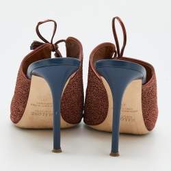 Pre Owned Malone Souliers Brown Metallic Fabric And Leather Lace Up Mules Size 41