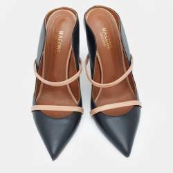 Pre Owned Malone Souliers Black/Beige Leather Maureen Mules Size 39