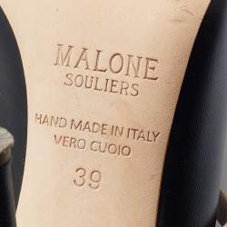 Pre Owned Malone Souliers Black/Beige Leather Maureen Mules Size 39