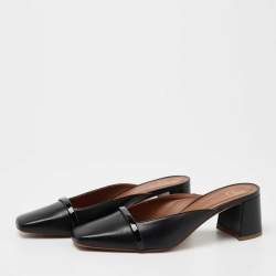 Pre Owned Malone Souliers Black Leather Carmen Mules Size 38