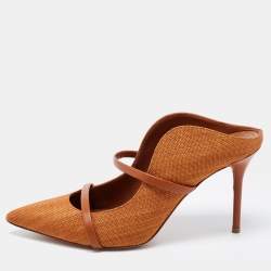 Pre Owned Malone Souliers Brown Canvas and Leather Maureen Mules Size 41