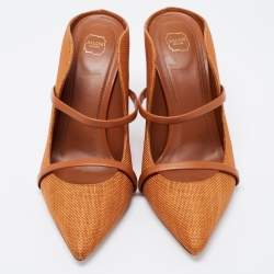 Pre Owned Malone Souliers Brown Canvas and Leather Maureen Mules Size 41