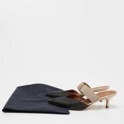 Pre Owned Malone Souliers Navy Blue/Beige Fabric and Stretch Band Maisie Mules Size 38