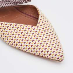 Pre Owned Malone Souliers Multicolor Raffia and Stretch Band Maisie Flat Mules Size 41