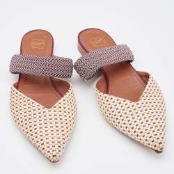 Pre Owned Malone Souliers Multicolor Raffia and Stretch Band Maisie Flat Mules Size 41