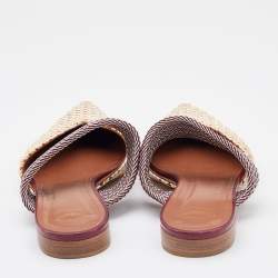 Pre Owned Malone Souliers Multicolor Raffia and Stretch Band Maisie Flat Mules Size 41