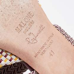 Pre Owned Malone Souliers Multicolor Raffia and Stretch Band Maisie Flat Mules Size 41