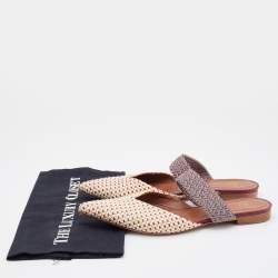 Pre Owned Malone Souliers Multicolor Raffia and Stretch Band Maisie Flat Mules Size 41