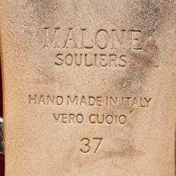 Pre Owned Malone Souliers Burgundy Velvet and Leather Maureen Flats Size 37