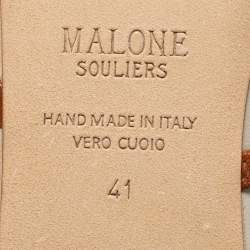 Pre Owned Malone Souliers Off White/Brown Leather  Norah Flat Mules Size 41