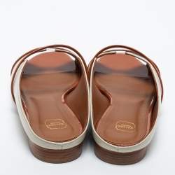 Pre Owned Malone Souliers Off White/Brown Leather  Norah Flat Mules Size 41