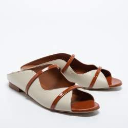 Pre Owned Malone Souliers Off White/Brown Leather  Norah Flat Mules Size 41