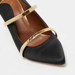 Pre Owned Malone Souliers Black Satin Maureen Mules Size 38