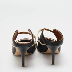 Pre Owned Malone Souliers Black Satin Maureen Mules Size 38