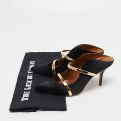 Pre Owned Malone Souliers Black Satin Maureen Mules Size 38