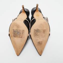 Pre Owned Malone Souliers Black/Dusty Pink Leather Maureen Mules Size 40