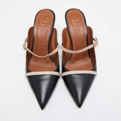 Pre Owned Malone Souliers Black/Dusty Pink Leather Maureen Mules Size 40