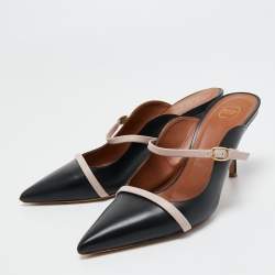 Pre Owned Malone Souliers Black/Dusty Pink Leather Maureen Mules Size 40