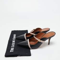 Pre Owned Malone Souliers Black/Dusty Pink Leather Maureen Mules Size 40