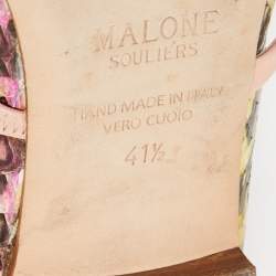 مملوكة مسبقًا Malone Souliers Multicolor Python Leather Maureen Flat Mules Size 41.5