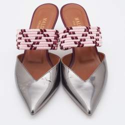 Pre Owned Malone Souliers Multicolor Patent Leather and Stretch Band Maisie Mules Size 37.5