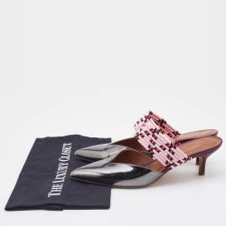 Pre Owned Malone Souliers Multicolor Patent Leather and Stretch Band Maisie Mules Size 37.5