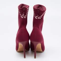 Malone Souliers Plum Knit Fabric Mariah Ankle Boots Size 36