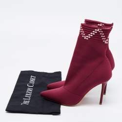 Malone Souliers Plum Knit Fabric Mariah Ankle Boots Size 36