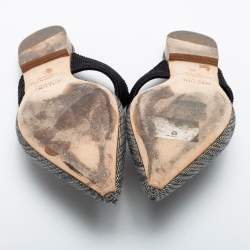 Pre Owned Malone Souliers Black/Beige Embroidered Fabric Maisie Pointed-Toe Flats Size 36